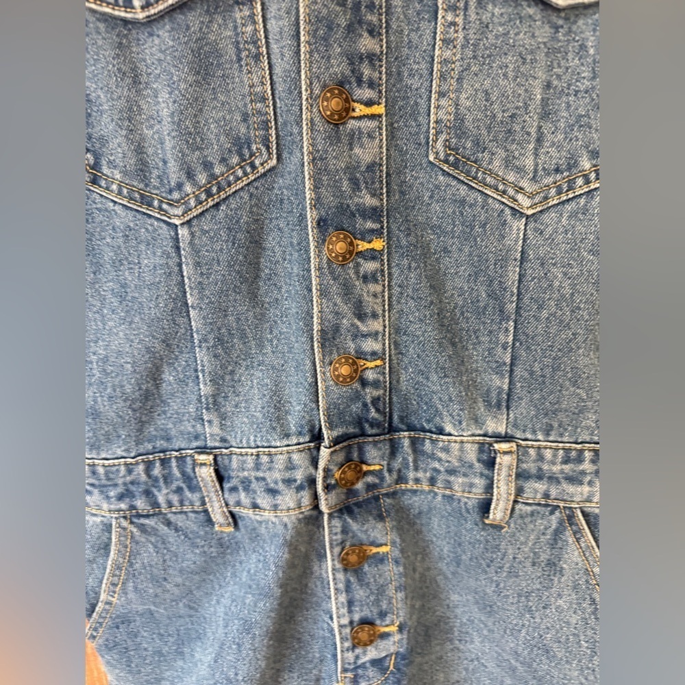 LIONESS denim romper playsuit u know what’s up short sleeve jean utility buttons - Picture 6 of 7